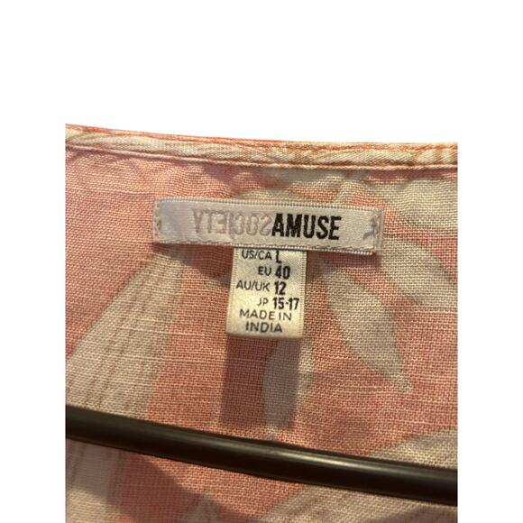 Amuse Society Mala Short Sleeve Floral Woven Linen Dress in Sunrise Size Large - Picture 5 of 7